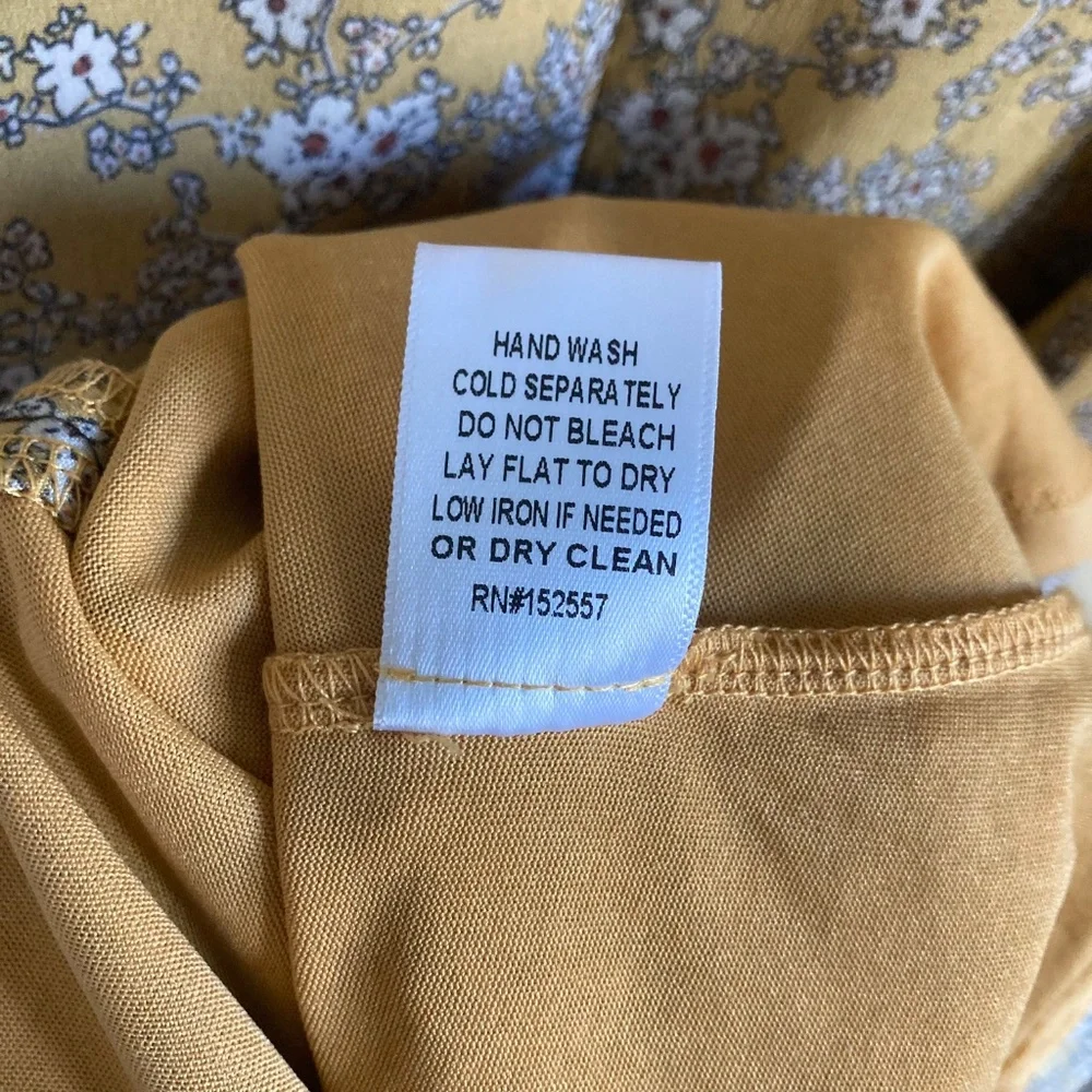 MIKAROSE V-neck Prairie Maxi Slit Front Dress Goldenrod Floral Print - Picture 10 of 10